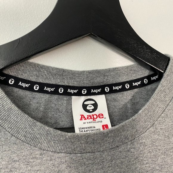 Aape head red camo logo longsleeve t shirt gray - Picture 5 of 8